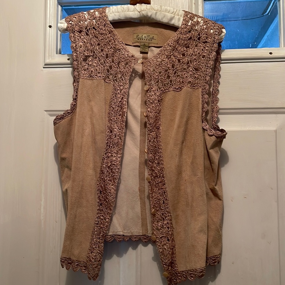Vintage Utra Suede Vest with embroidered trim.